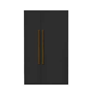 Bold 48 in. 25.2 CF TTL. Counter-Depth Built-in Side-by-Side Refrigerator in Glossy Black with Bronze Handles
