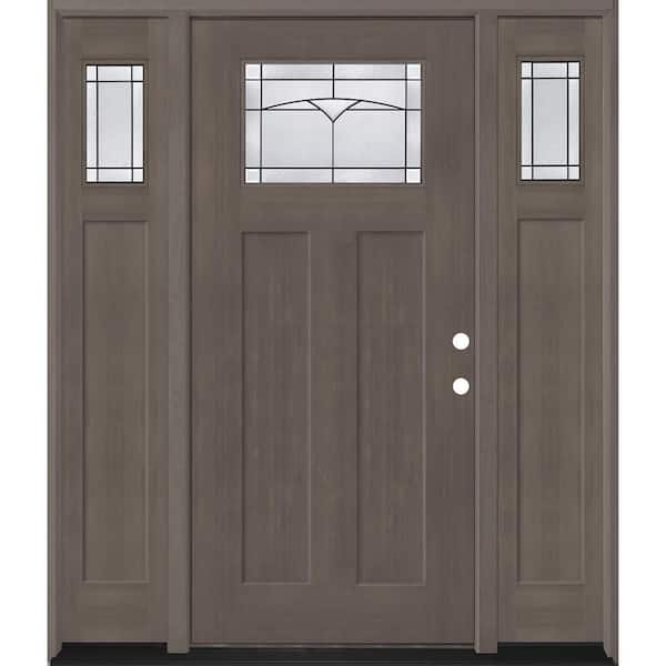 Regency 64 in. x 80 in. 1/4 TopL Horizon Glass LHIS Ashwd Fir Fiberglass Prehung Front Door w/12 in. -1/4Top SLs 6-9/16