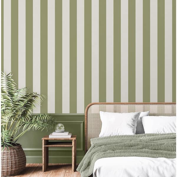 Tavish Green Stripe Non-Pasted Wallpaper, 57.5 sq. ft.