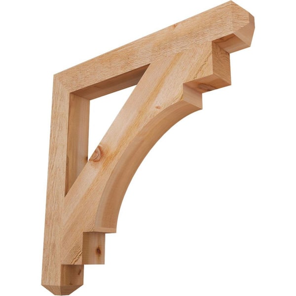 4 in. x 32 in. x 32 in. Western Red Cedar Merced Craftsman Rough Sawn Bracket