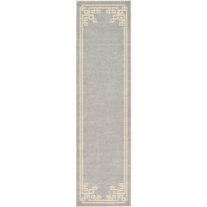 Unique Loom Athens Teppich – Geometrisches Bordüren-Design, 70 X 305 Cm, Anthrazit/Beige, Polypropylen, 1.27 Cm Dick