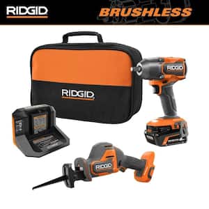 18V Brushless Cordless 2-Tool Combo Kit w/ Impact Wrench, SubC One Handed Recip Saw, 4.0 Ah MAX Output Battery & Charger