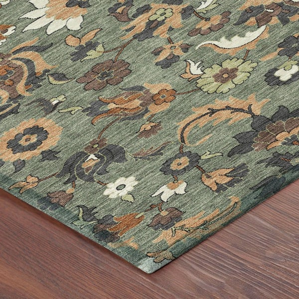 Chantille Machine Washable Indoor/Outdoor Abstract ACN2473 Basil 8 ft. x 8 ft. Round Rug