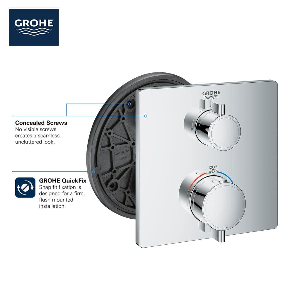 Matte Black Dual Function Thermostatic Valve Trim