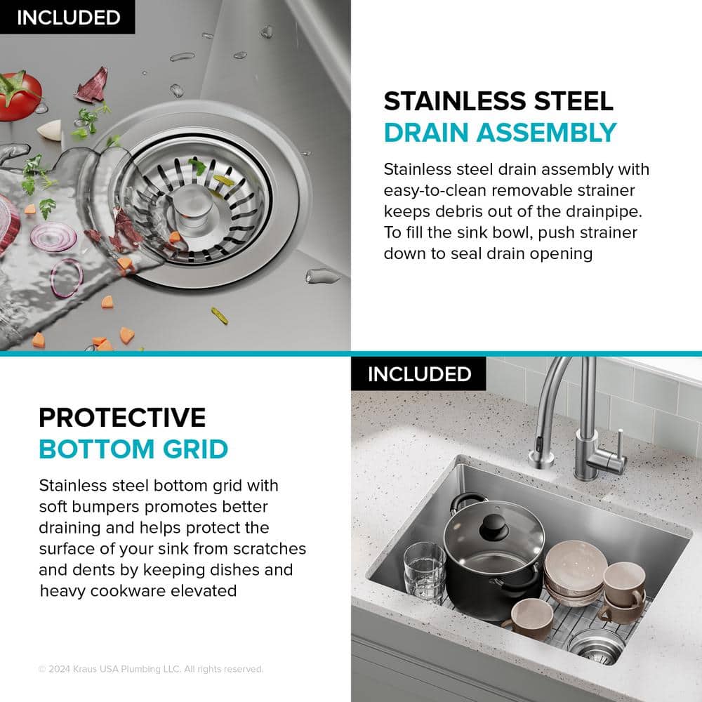 Fairlane 25-Inch Satin Stainless Steel Undermount Kitchen Sink