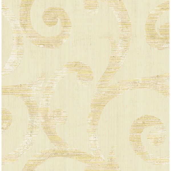 Seabrook Designs Eaglecrest Scroll Metallic Gold & Cream Paper Strippable Roll (Covers 56.05 sq. ft.)