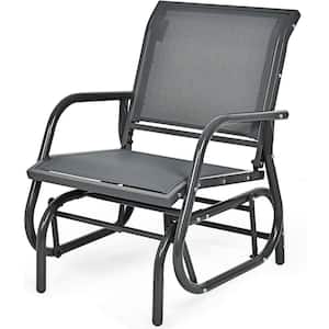 Outdoor Gray Metal Steel Single Swing Glider Rocking Chair with Armrest