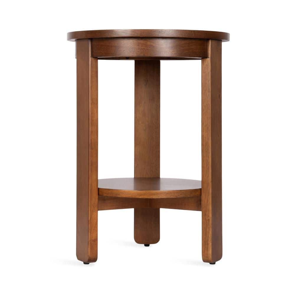Foxford 16 in. Walnut Brown Round Wood Veneer/MDF End Table - thumbnail 9