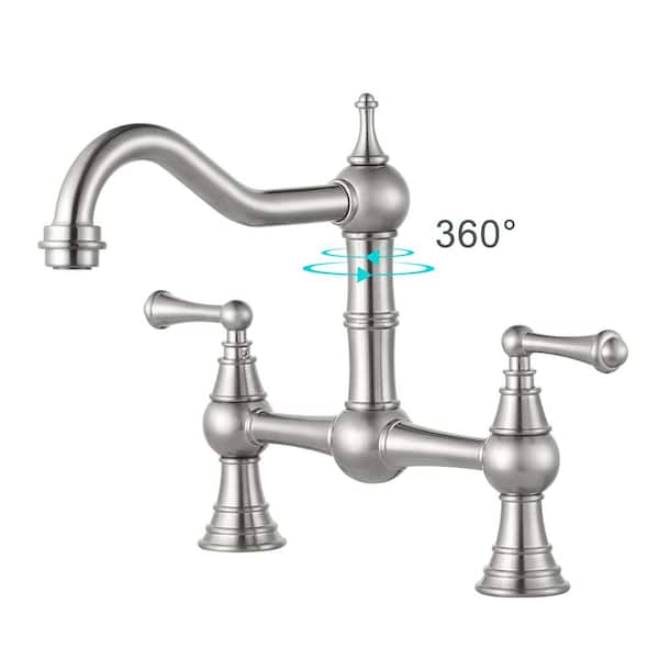 Brushed Nickel Bridge Kitchen Faucets Ar7101501 64 600 