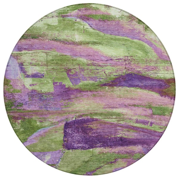 Chantille Machine Washable Indoor/Outdoor Abstract ACN2040 Purple 8 ft. x 8 ft. Area Rug