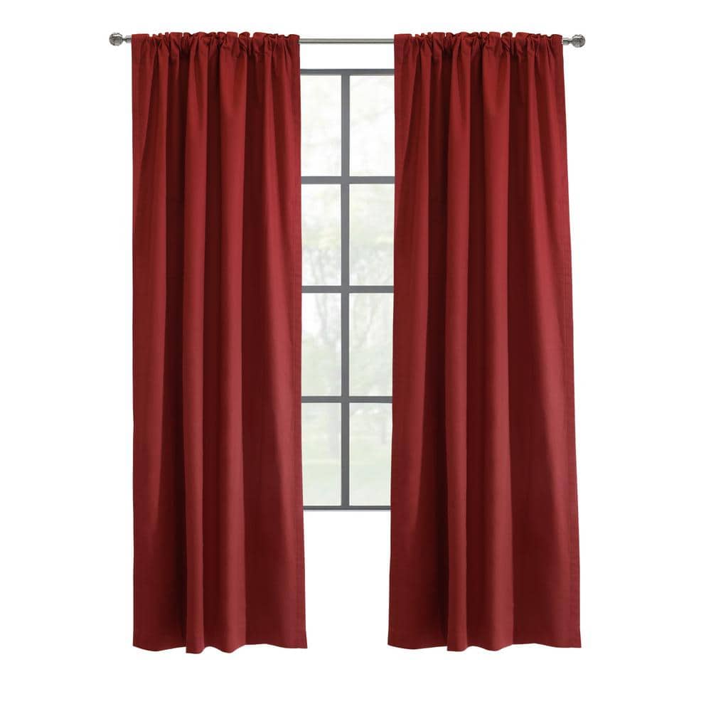 Burgundy Cotton Room-Darkening Curtain Panels, 80" x 63"