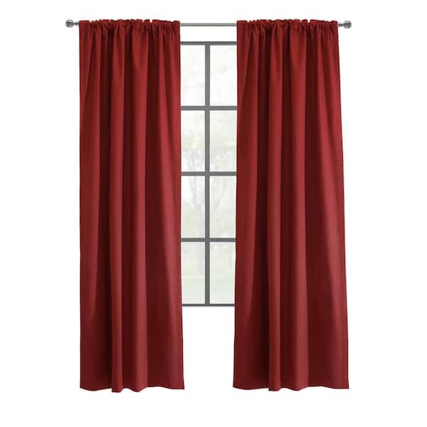 THERMALOGIC Weathermate Topsions Burgundy Cotton 3-Way Header Room Darkening Curtain Panel Pair each 40 in. W x 63 in. L (Set of 2)