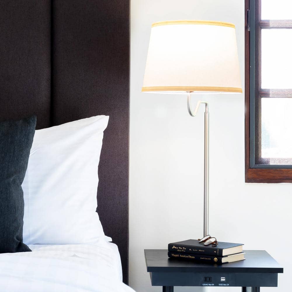 Madison Mid-Century Modern Black Wood & Metal LED Side Table with USB Port
