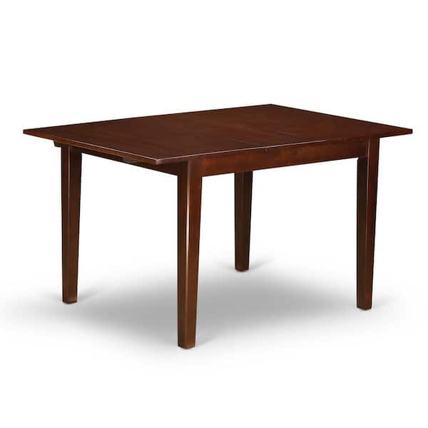 East West Furniture 3-Piece Mahogany Finish Solid Wood Top With Butterfly LeafDining Table Set