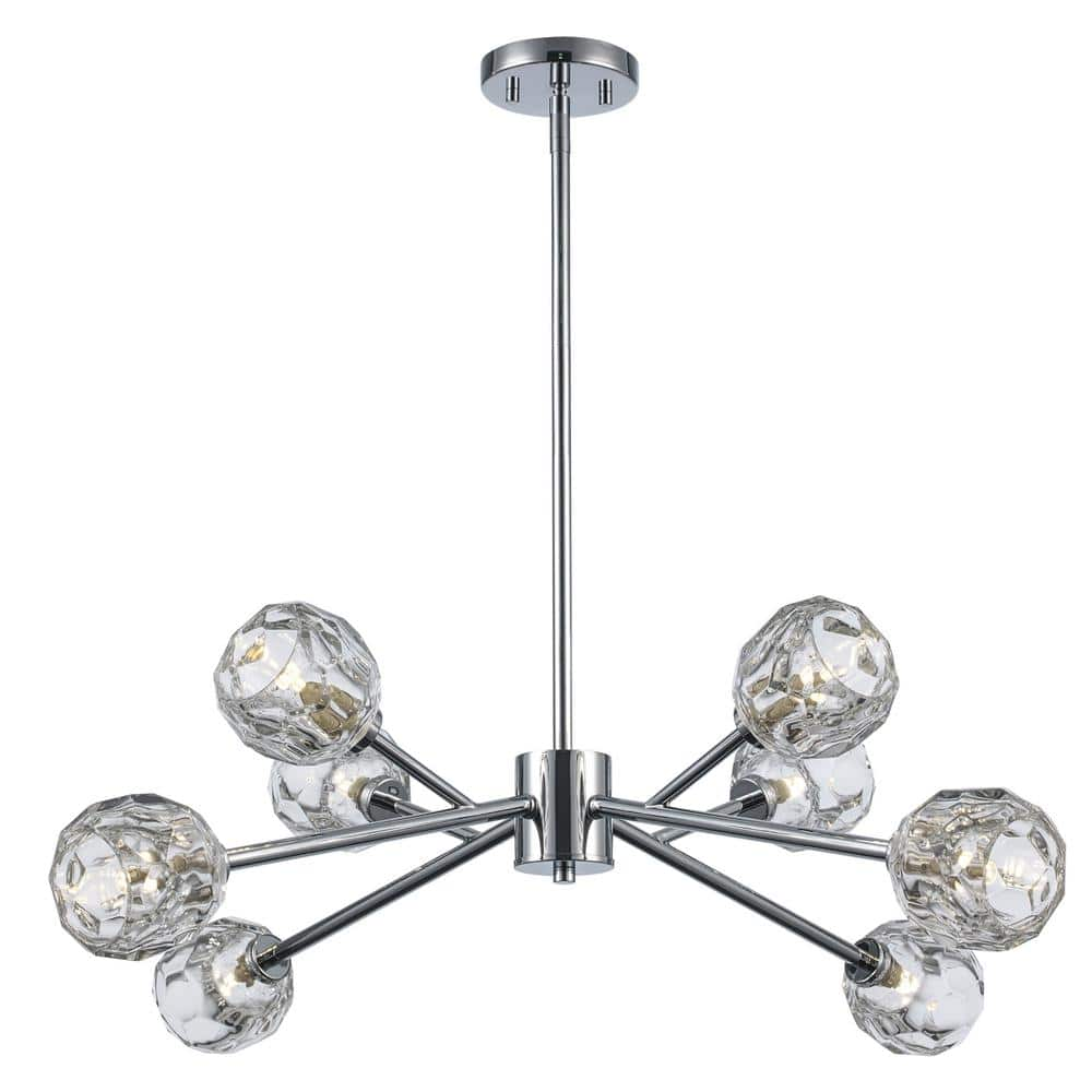 Sequoia 8-Light Polished Chrome Modern Sputnik Chandelier Light Fixture with Clear Glass Shades -  Bel Air Lighting, 11668 PC