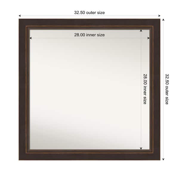 Amanti Art Lara Bronze 32.5 in. W x 32.5 in. H Custom Non-Beveled Wood Framed Bathroom Vanity Wall Mirror
