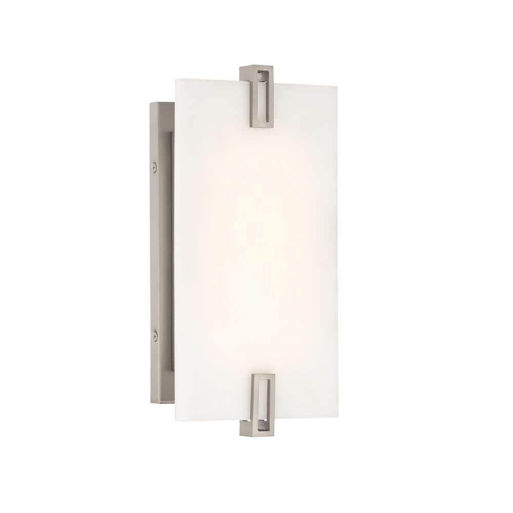 Minka Lavery Aizen 1 Light Brush Nickel Led Wall Sconce With White Faux Alabaster Shade 924 84 L