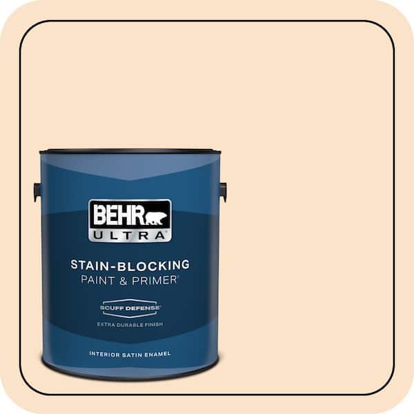 BEHR ULTRA 1 gal. #300C-2 Sand Dollar White Extra Durable Satin Enamel ...