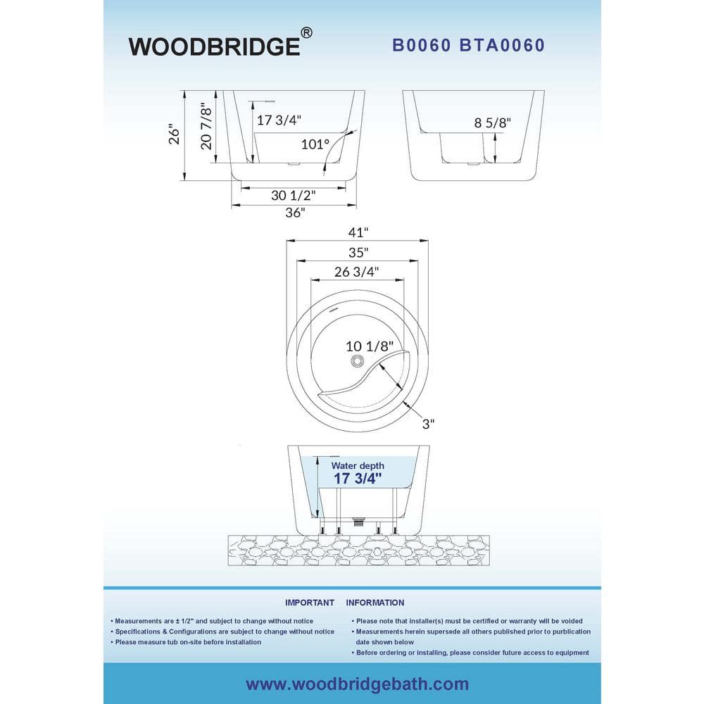 41'' Round White Acrylic Freestanding Soaking Bathtub with Integrated Seat