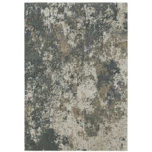 Apex Blue/Beige 3 ft. x 5 ft. Distressed Industrial Abstract Polyester Indoor Area Rug