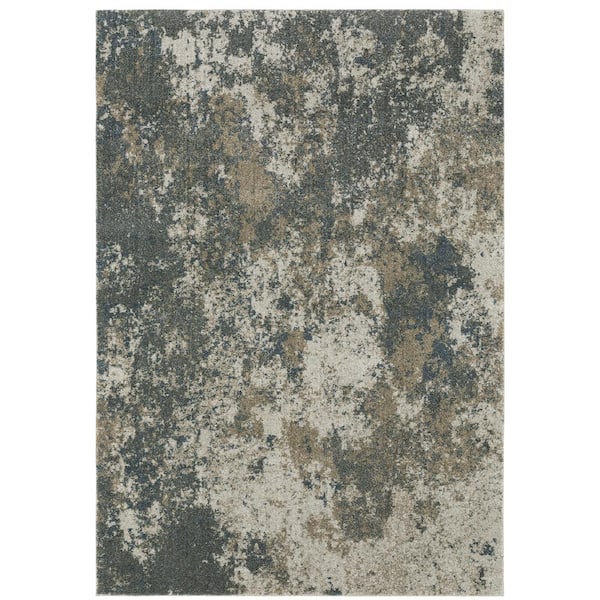 AVERLEY HOME Apex Blue Doormat 3 ft. x 5 ft. Distressed Industrial Abstract Polyester Indoor Area Rug