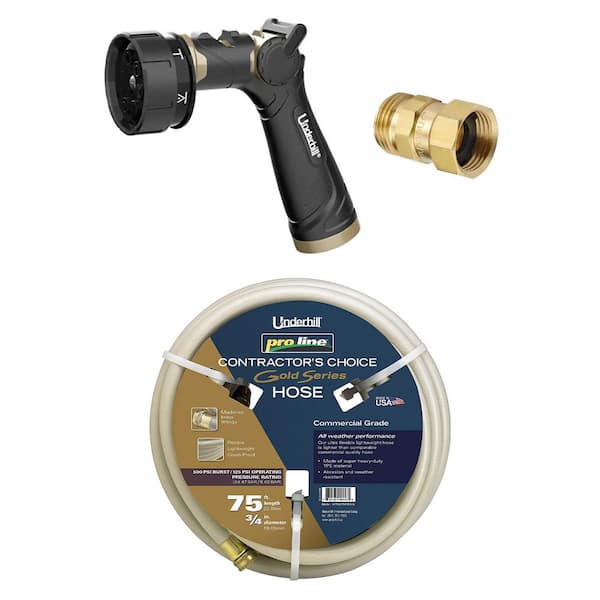 Underhill 7-Pattern Spray Nozzle with 75 ft. Garden Hose and Kink Eliminator