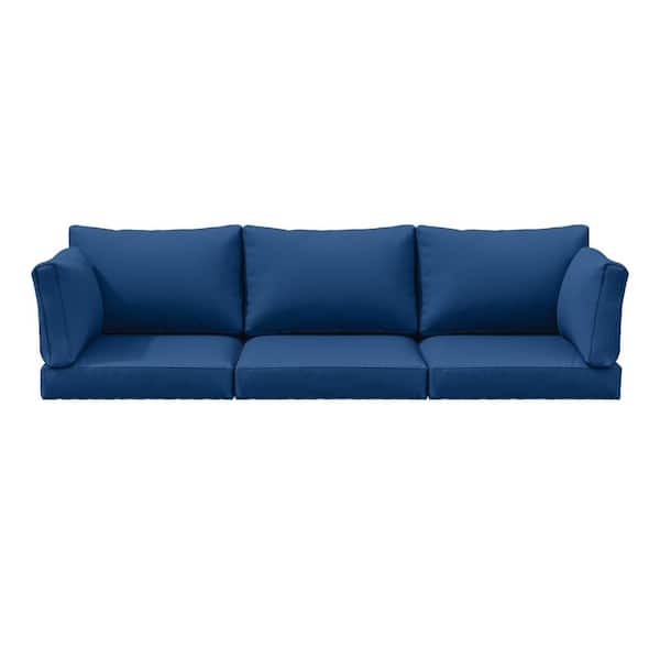 25.6 in. x 23.6 in. x 4 in. (8-Piece) Deep Seating Outdoor Lounge Chair Sofa Cushion with Lumber Pillow Cushion Blue