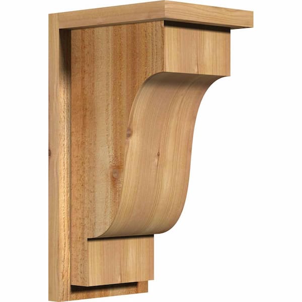 Ekena Millwork 8 in. x 10 in. x 18 in. Newport Rough Sawn Western Red Cedar Corbel with Backplate