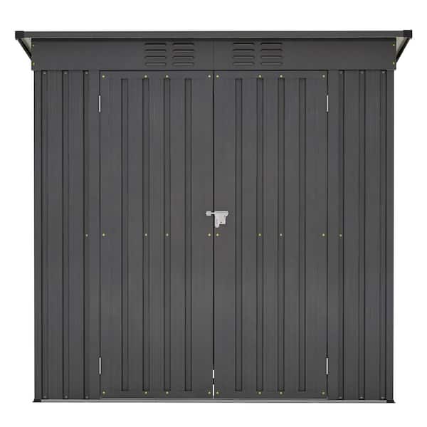 6 ft. W x 4 ft. D Black Outdoor Metal Storage Shed with Hinged Door, Punched Vents, and Robust Construction, 24 sq. ft.