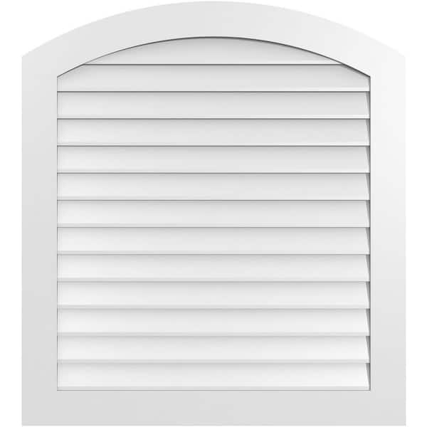 Ekena Millwork 38 in. x 42 in. Arch Top Surface Mount PVC Gable Vent: Functional with Standard Frame