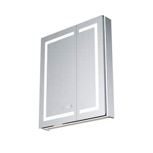 Moray 40 in. W x 30 in. H Rectangular Silver Aluminum Surface Mount Medicine Cabinet with Mirror and LED Light