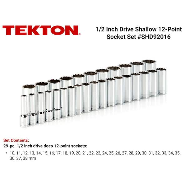 1/2 in. Drive Deep 12-Point Socket Set 10 mm to 38 mm (29-Piece)