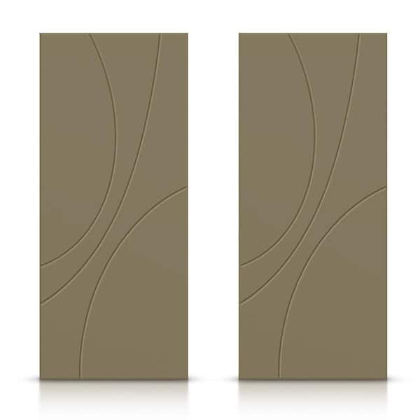 CALHOME 48 in. x 80 in. Hollow Core Olive Green Painted Composite MDF Interior Double Closet Sliding Doors