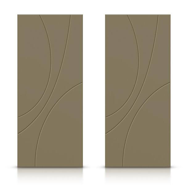 CALHOME 72 in. x 80 in. Hollow Core Olive Green Painted Composite MDF Interior Double Closet Sliding Doors