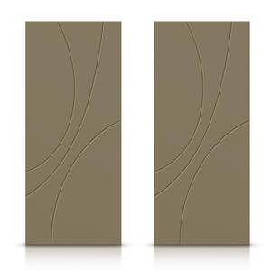 84 in. x 84 in. Hollow Core Olive Green Painted Composite MDF Interior Double Closet Sliding Doors