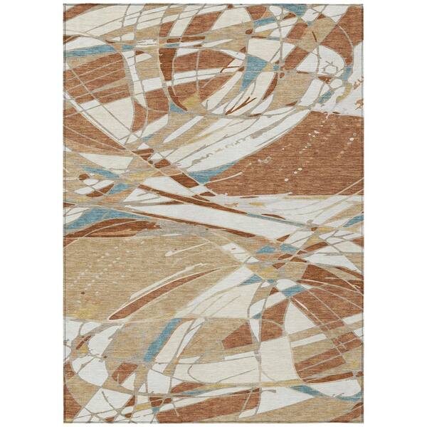 Chantille Machine Washable Indoor/Outdoor Abstract ACN2862 Rust 5 ft. x 7 ft. 6 in. Area Rug