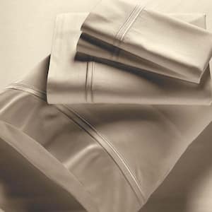 3-Piece Sand Solid 300 Thread Count Twin Sheet Set