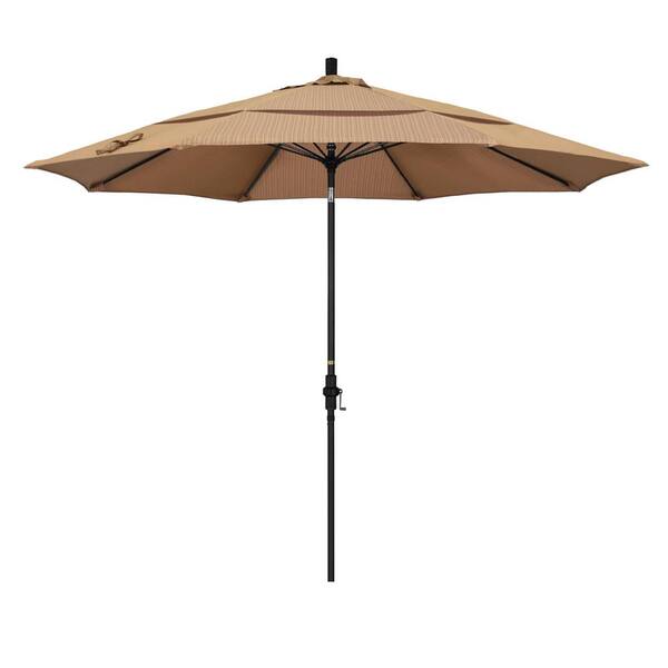 California Umbrella 11 ft. Fiberglass Collar Tilt Double Vented Patio Umbrella in Terrace Sequoia Olefin