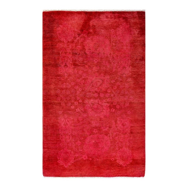 Chloe & Olivia Home Overdyed Pink 3 ft. 3 in. x 5 ft. Wool Indoor Area Rug