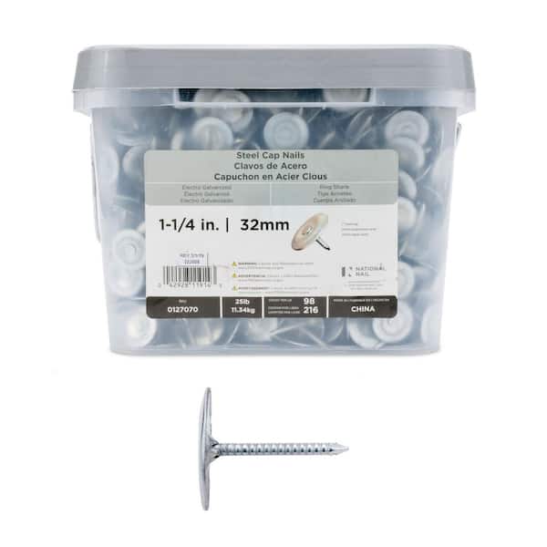 1-1/4 in. x 12-Gauge Electro Galvanized Steel Cap Roofing Nail 25 lbs.