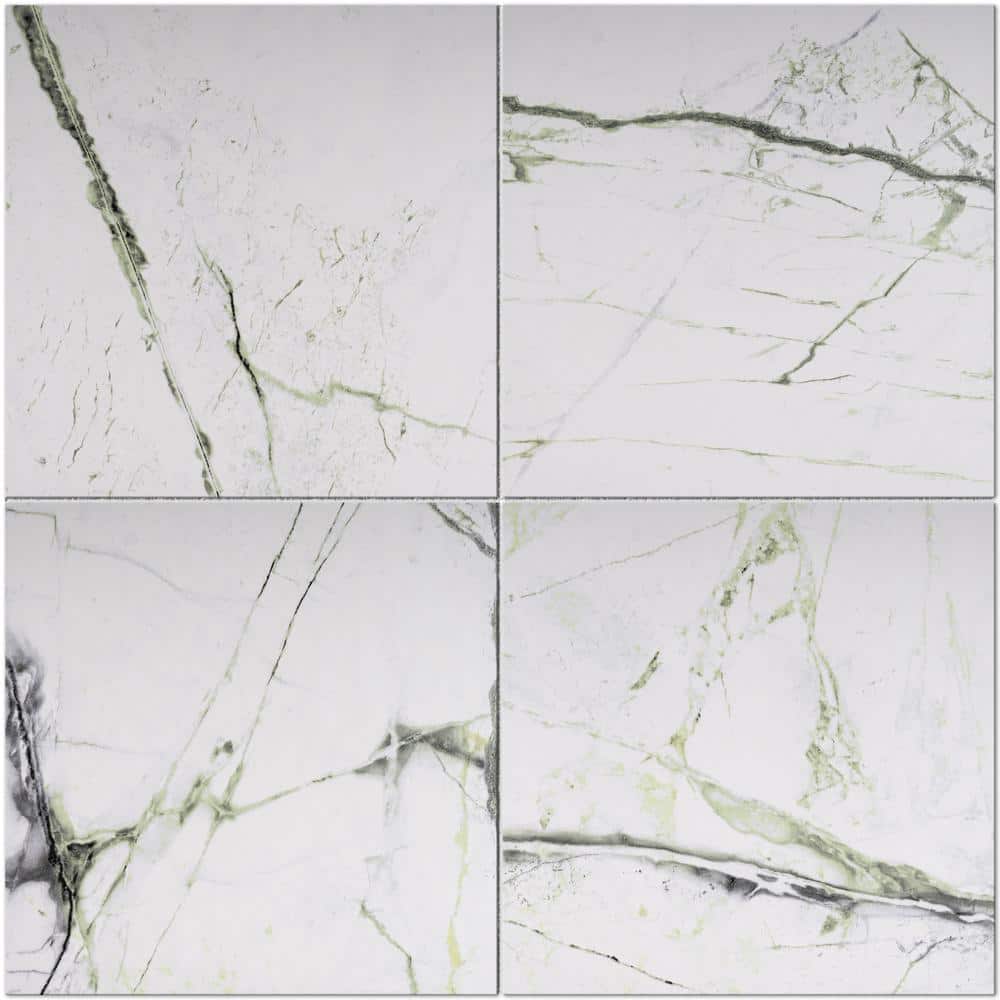 Senzia 8" x 8" Green and White Porcelain Wall and Floor Tile