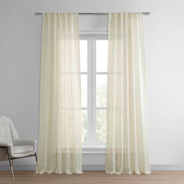 Exclusive Fabrics & Furnishings Open Weave Cream Solid Rod Pocket Sheer Curtain - 50 in. W x 108 in. L (1 Panel)