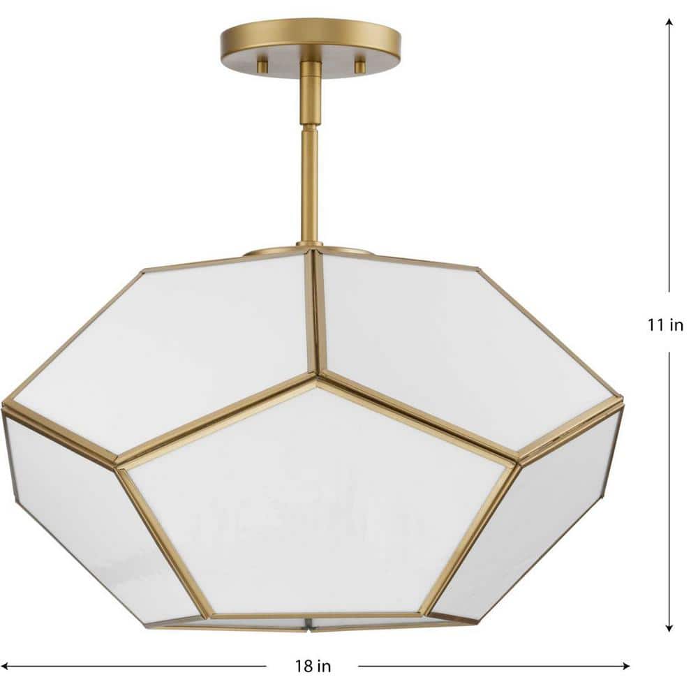 Latham Vintage Gold Geometric Glass Flush Mount Light