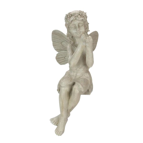 Northlight 17 In Gray Sitting Fairy With Ladybug Outdoor Garden Statue 33377630 The Home Depot With Ladybug Outdoor Garden Statue, Fairy Garden Statues Canada