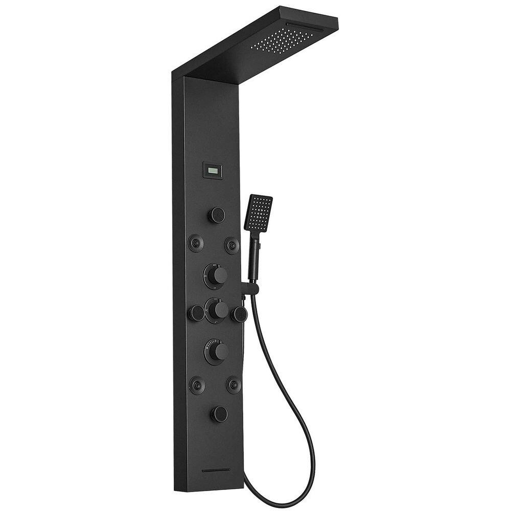 51.57 in. 8-Jet Shower Tower System with Rainfall Mist Shower Head Hand Shower Wand and Tub Spout in Matte Black price history on PriceWatchPro