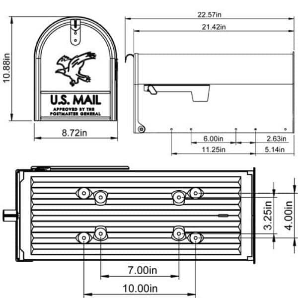 Elite Large White Steel Post Mount Mailbox