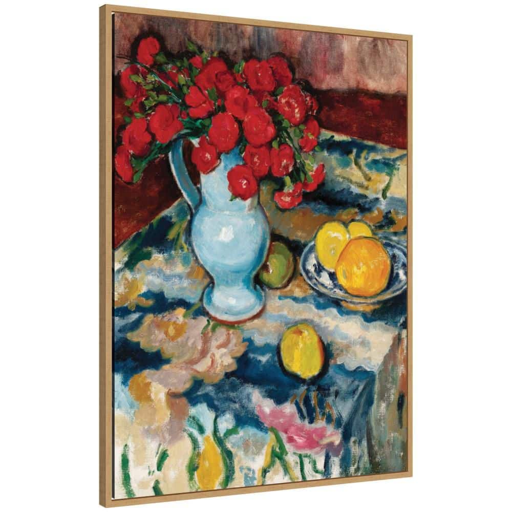 "Sylvie ""Red Carnations Vase Pankiewicz"" by Nostalgia Prints Flowers Framed Canvas Art Print 38 in. x 28 in." price history on PriceWatchPro