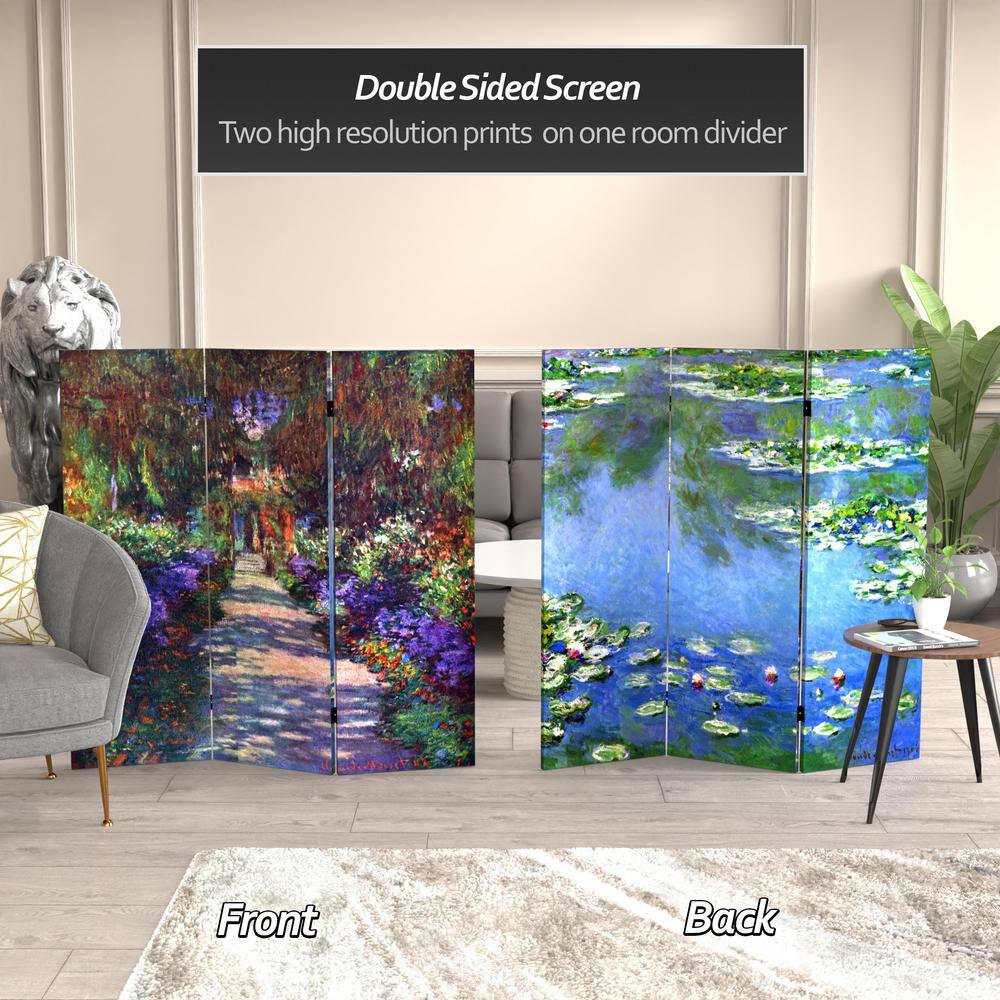 Claude Monet Water Lilies and Garden Canvas Folding Screen