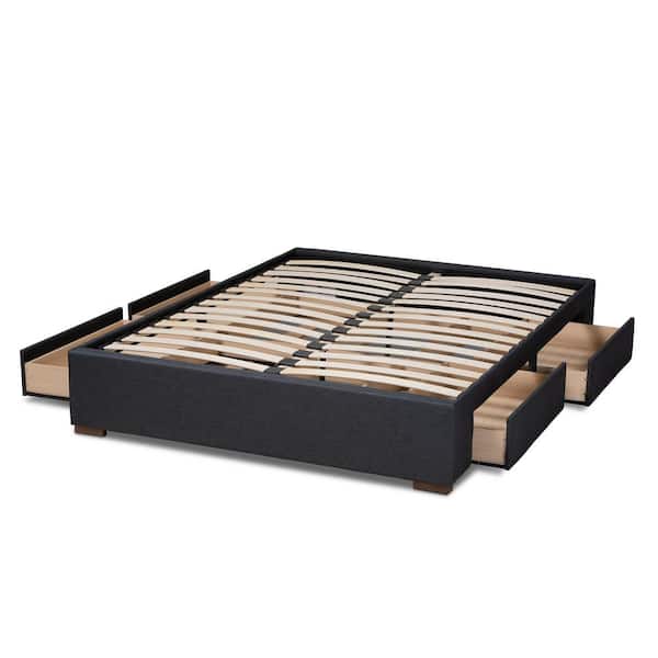 Baxton Studio Leni Charcoal Queen, Charcoal Queen Bed Frame With Storage