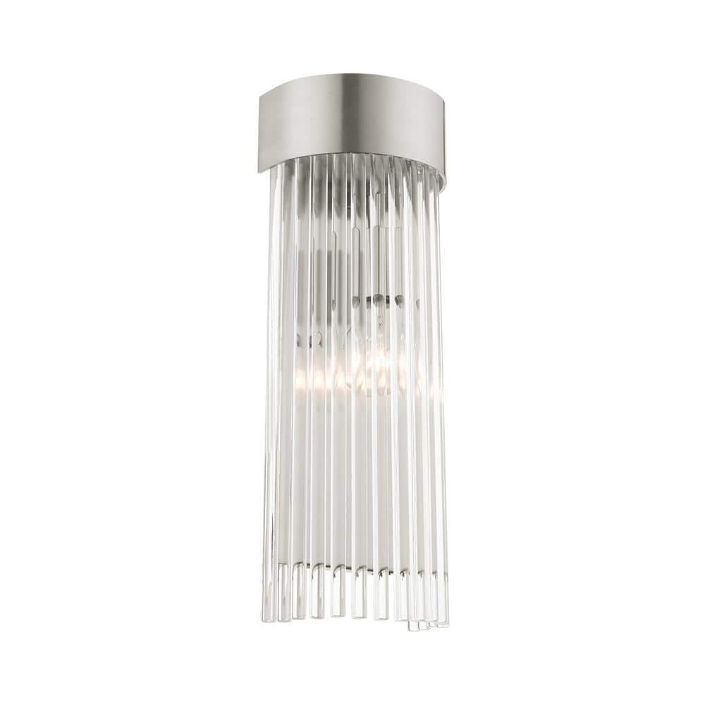 Elegant Norwich Brushed Nickel Sconce with Crystal Rod Shade